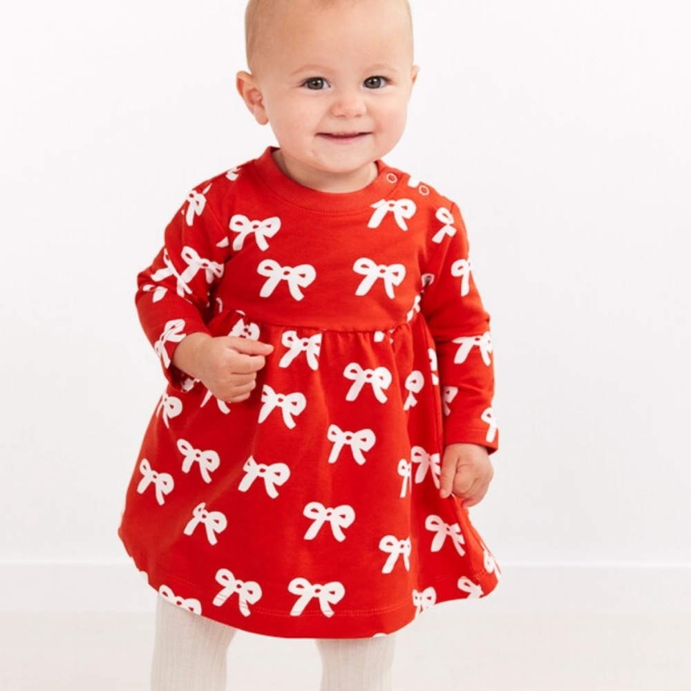 💚$25 FLASH SALE💚HP Hanna Andersson Organic Cotton Bow Dress 3-6M - Picture 2 of 5